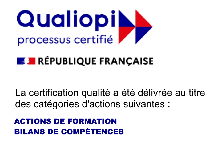 Logo de la certification Qualiopi, attestant de la qualité des processus de formation.